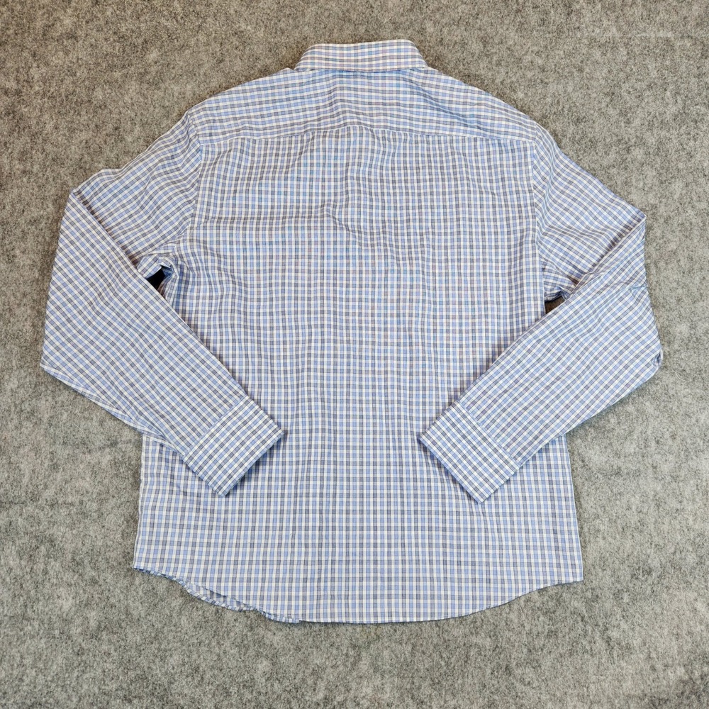 UNTUCKit Durif WF Button Down‎ Shirt Men L Blue Gingham Wrinkle Free Casual - Picture 9 of 11